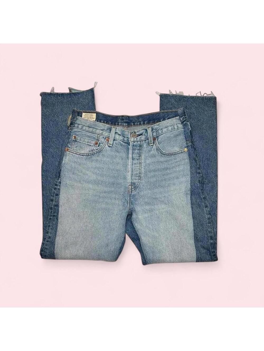 Levi’s 501 Patchwork Jeans Y2K Grunge Straight Leg W28 L30